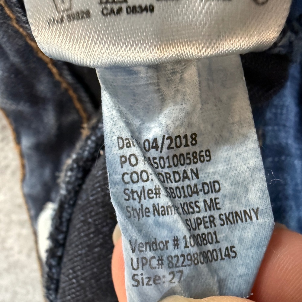 Jessica Simpson Kiss Me Skinny Jeans Women's Size‎ 27 Dark Wash Mid Rise Stretch - Picture 7 of 11